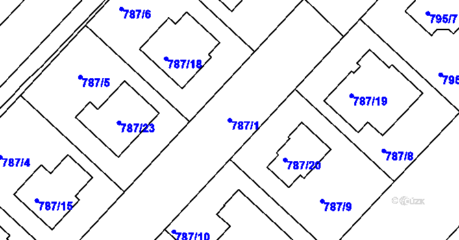 Parcela st. 787/1 v KÚ Vnorovy, Katastrální mapa