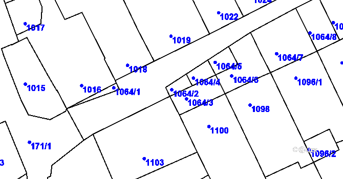 Parcela st. 1064/2 v KÚ Vnorovy, Katastrální mapa