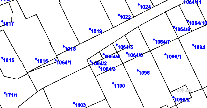 Parcela st. 1064/4 v KÚ Vnorovy, Katastrální mapa