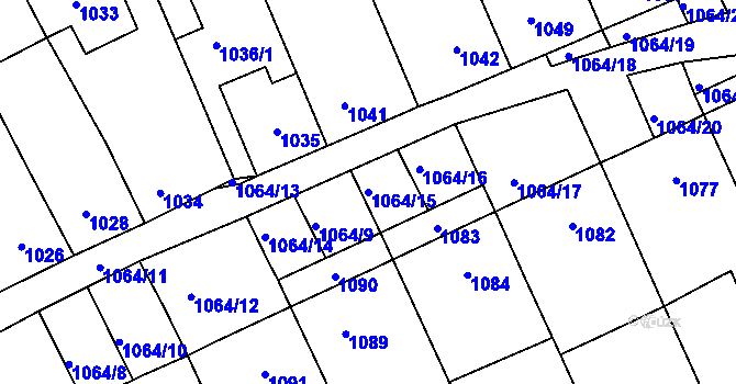 Parcela st. 1064/15 v KÚ Vnorovy, Katastrální mapa