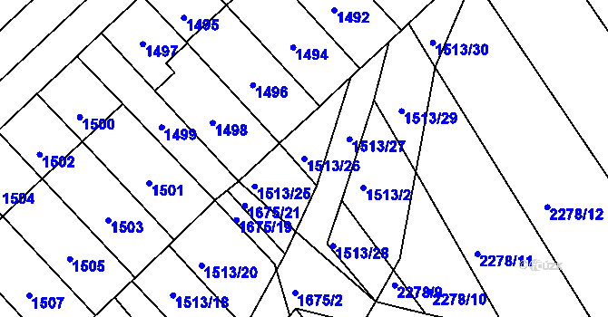 Parcela st. 1513/26 v KÚ Vnorovy, Katastrální mapa