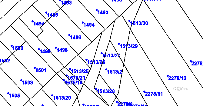 Parcela st. 1513/27 v KÚ Vnorovy, Katastrální mapa