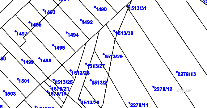 Parcela st. 1513/29 v KÚ Vnorovy, Katastrální mapa