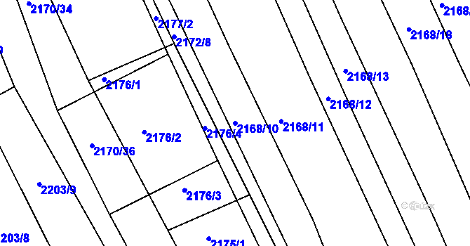 Parcela st. 2168/10 v KÚ Vnorovy, Katastrální mapa