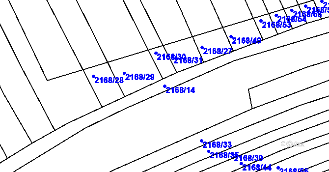 Parcela st. 2168/14 v KÚ Vnorovy, Katastrální mapa