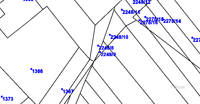 Parcela st. 2248/9 v KÚ Vnorovy, Katastrální mapa