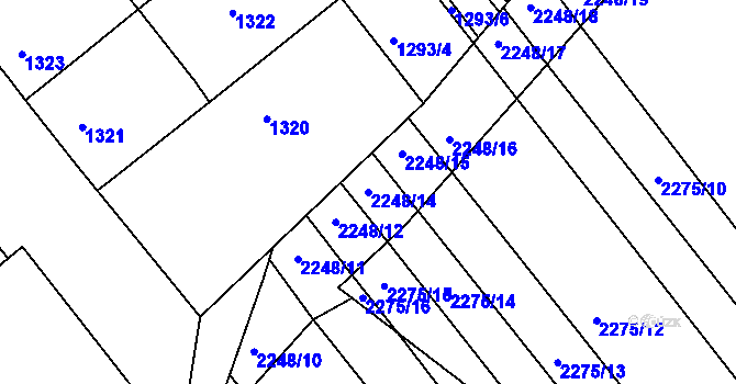 Parcela st. 2248/14 v KÚ Vnorovy, Katastrální mapa