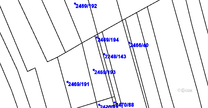 Parcela st. 2248/143 v KÚ Vnorovy, Katastrální mapa