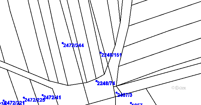Parcela st. 2248/151 v KÚ Vnorovy, Katastrální mapa