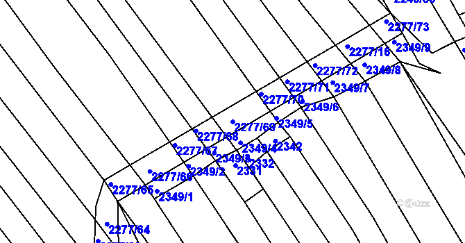 Parcela st. 2277/69 v KÚ Vnorovy, Katastrální mapa