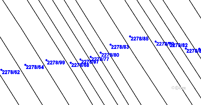 Parcela st. 2278/80 v KÚ Vnorovy, Katastrální mapa