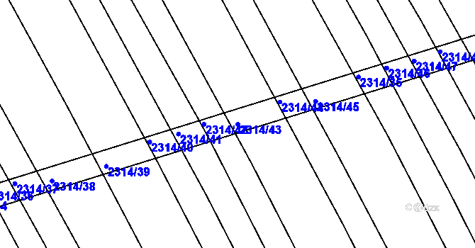 Parcela st. 2314/43 v KÚ Vnorovy, Katastrální mapa