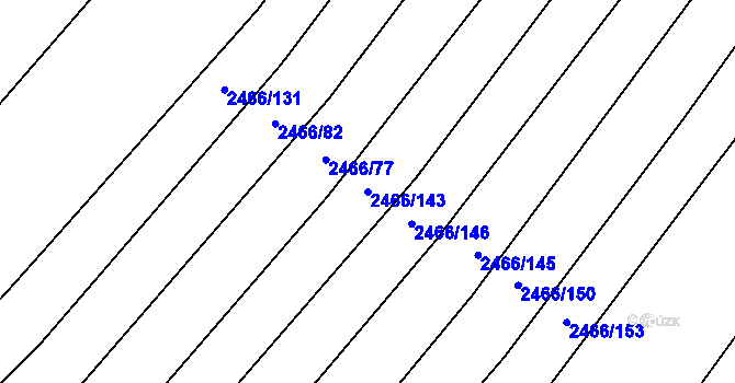 Parcela st. 2466/143 v KÚ Vnorovy, Katastrální mapa