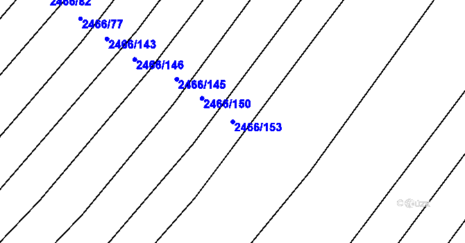 Parcela st. 2466/153 v KÚ Vnorovy, Katastrální mapa