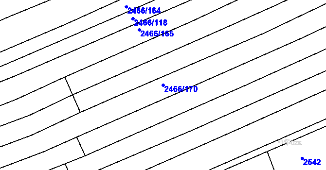 Parcela st. 2466/170 v KÚ Vnorovy, Katastrální mapa