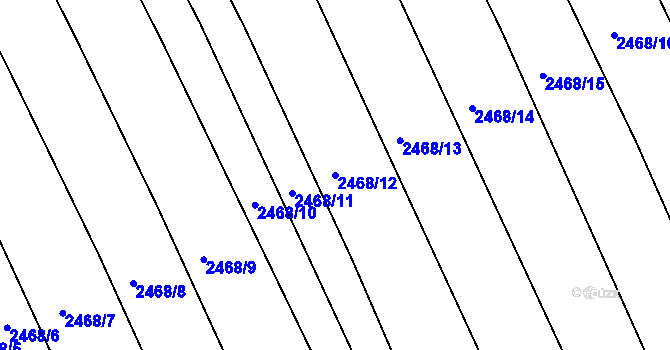 Parcela st. 2468/12 v KÚ Vnorovy, Katastrální mapa