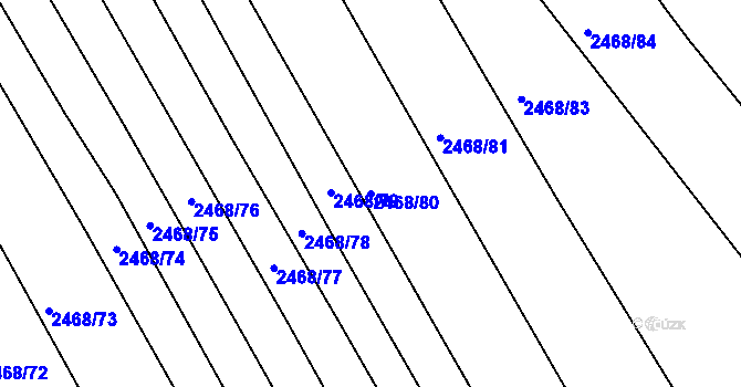 Parcela st. 2468/80 v KÚ Vnorovy, Katastrální mapa
