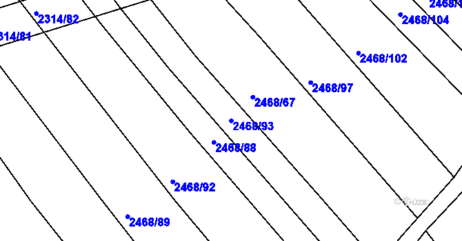 Parcela st. 2468/93 v KÚ Vnorovy, Katastrální mapa