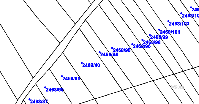 Parcela st. 2468/94 v KÚ Vnorovy, Katastrální mapa