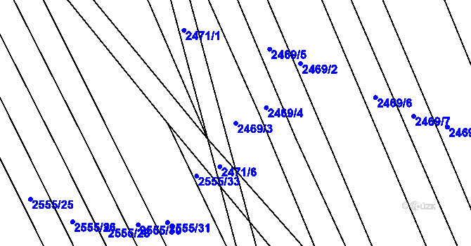 Parcela st. 2469/3 v KÚ Vnorovy, Katastrální mapa