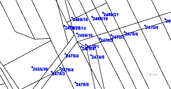 Parcela st. 2470/1 v KÚ Vnorovy, Katastrální mapa