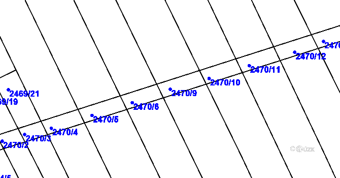 Parcela st. 2470/9 v KÚ Vnorovy, Katastrální mapa