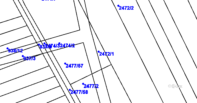 Parcela st. 2472/1 v KÚ Vnorovy, Katastrální mapa