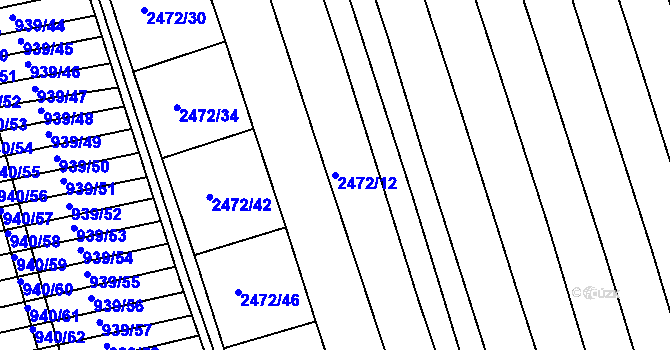 Parcela st. 2472/12 v KÚ Vnorovy, Katastrální mapa