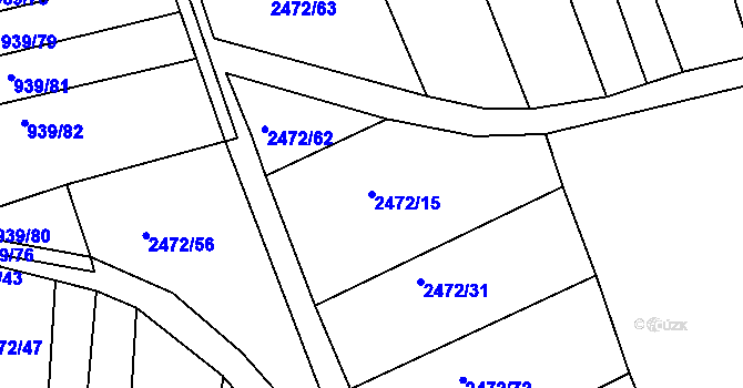 Parcela st. 2472/15 v KÚ Vnorovy, Katastrální mapa
