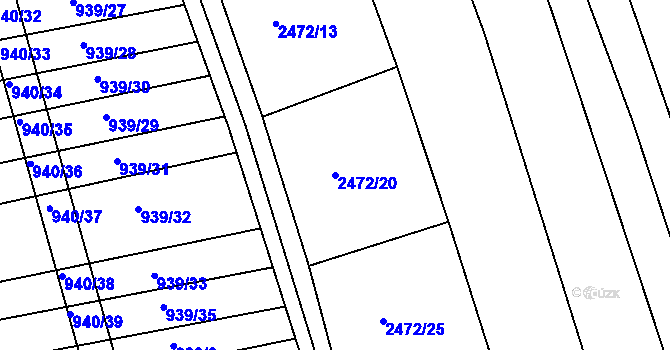 Parcela st. 2472/20 v KÚ Vnorovy, Katastrální mapa