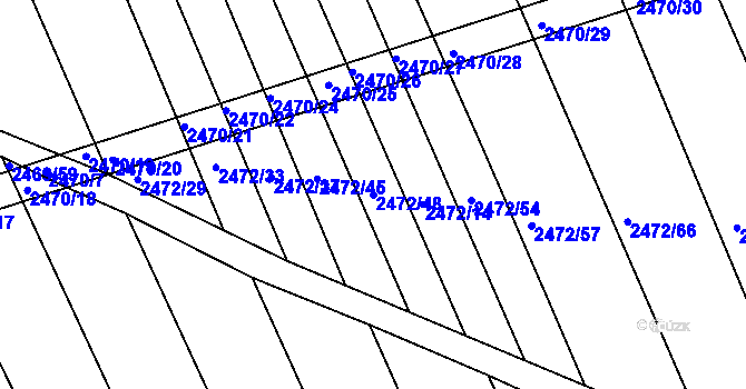 Parcela st. 2472/48 v KÚ Vnorovy, Katastrální mapa
