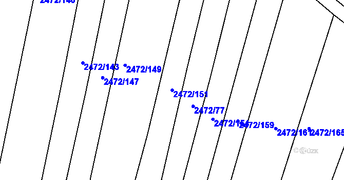 Parcela st. 2472/151 v KÚ Vnorovy, Katastrální mapa