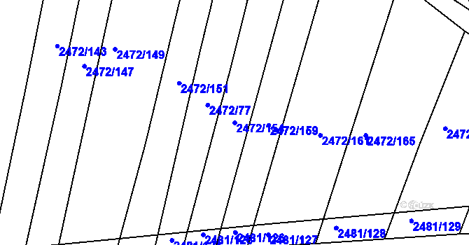 Parcela st. 2472/154 v KÚ Vnorovy, Katastrální mapa