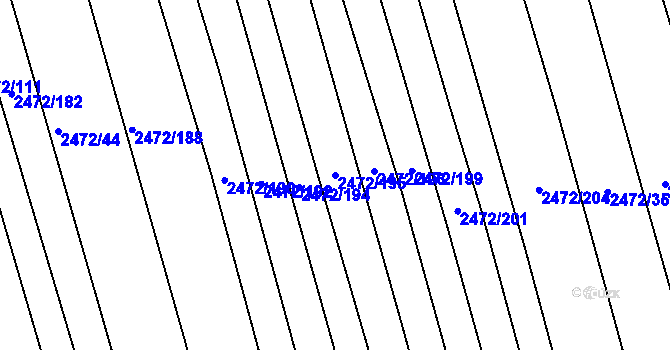 Parcela st. 2472/195 v KÚ Vnorovy, Katastrální mapa