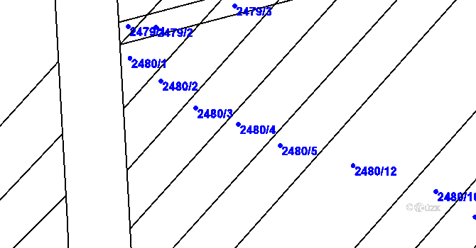 Parcela st. 2480/4 v KÚ Vnorovy, Katastrální mapa