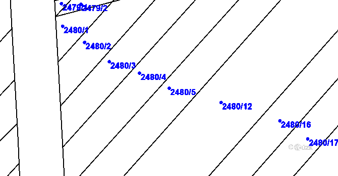 Parcela st. 2480/5 v KÚ Vnorovy, Katastrální mapa