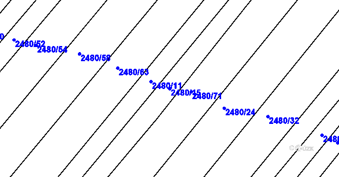 Parcela st. 2480/15 v KÚ Vnorovy, Katastrální mapa