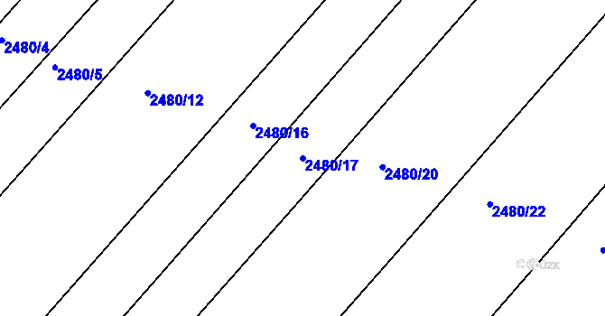 Parcela st. 2480/17 v KÚ Vnorovy, Katastrální mapa