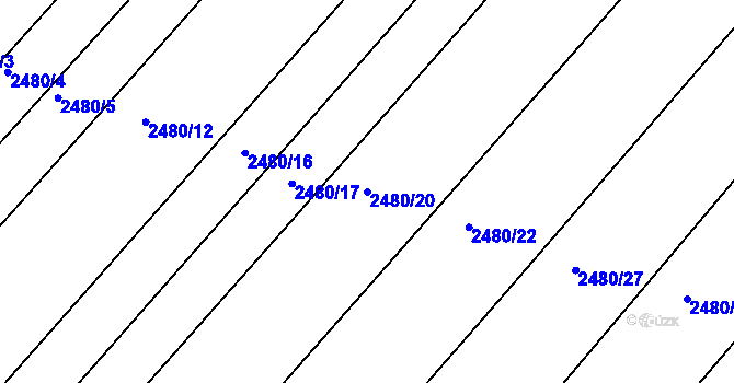 Parcela st. 2480/20 v KÚ Vnorovy, Katastrální mapa