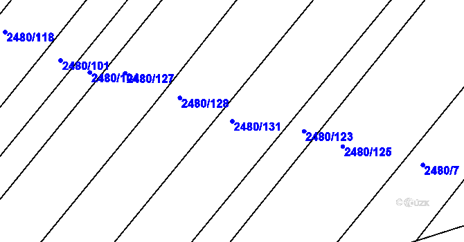 Parcela st. 2480/131 v KÚ Vnorovy, Katastrální mapa