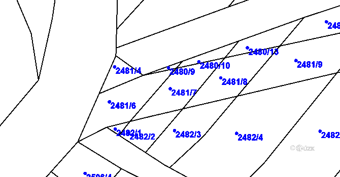 Parcela st. 2481/7 v KÚ Vnorovy, Katastrální mapa