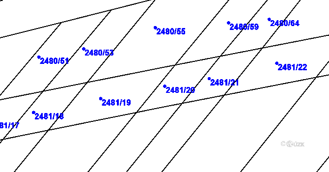 Parcela st. 2481/20 v KÚ Vnorovy, Katastrální mapa