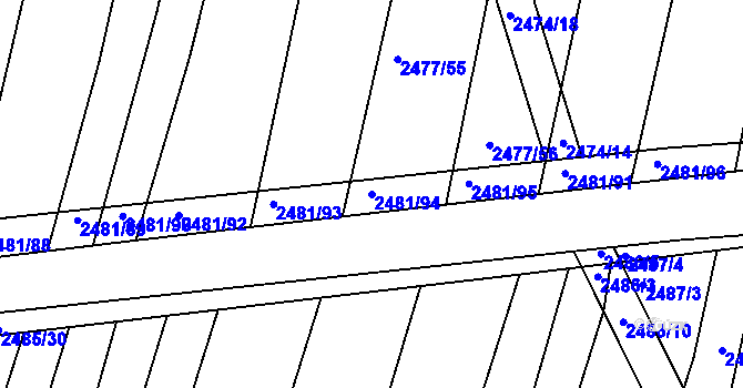 Parcela st. 2481/94 v KÚ Vnorovy, Katastrální mapa