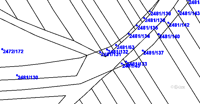Parcela st. 2481/131 v KÚ Vnorovy, Katastrální mapa