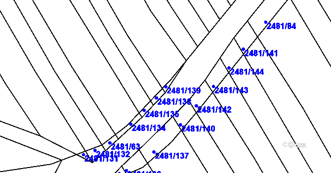 Parcela st. 2481/139 v KÚ Vnorovy, Katastrální mapa