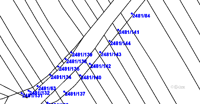 Parcela st. 2481/143 v KÚ Vnorovy, Katastrální mapa