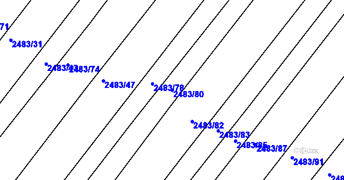 Parcela st. 2483/80 v KÚ Vnorovy, Katastrální mapa