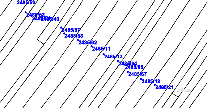 Parcela st. 2485/13 v KÚ Vnorovy, Katastrální mapa