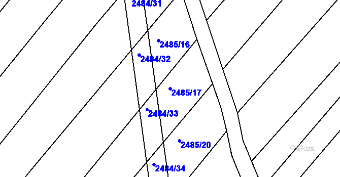 Parcela st. 2485/17 v KÚ Vnorovy, Katastrální mapa