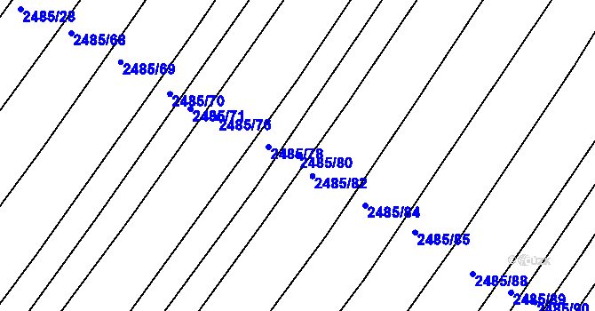 Parcela st. 2485/80 v KÚ Vnorovy, Katastrální mapa
